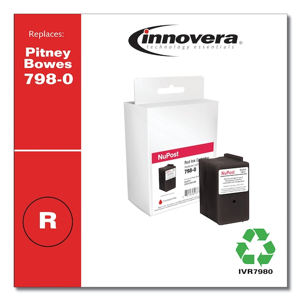Innovera Compatible Red Postage Meter Ink, Replacement for Pitney Bowes 798-0 (SL-798-0), 1,500 Page-Yield IVR7980 - main